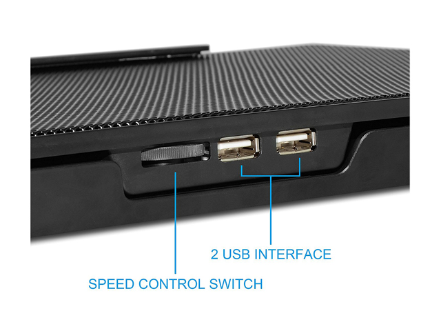 XtremPro Portable Metal Mesh Laptop Cooler Cooling Pad, 6 Quiet Fans w/ Green LED Light, 5 Adjustable Heights, Up To 17" in Notebook, 2 USB Interface w/ Speed Control Switch, non-slip - Black (11147)