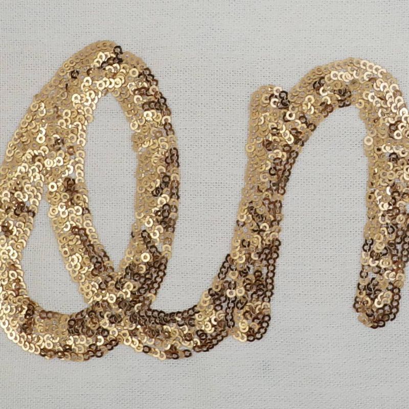 Décor Therapy 14"x18" Home Sequin Script Faux Linen Throw Pillow Cream/Gold