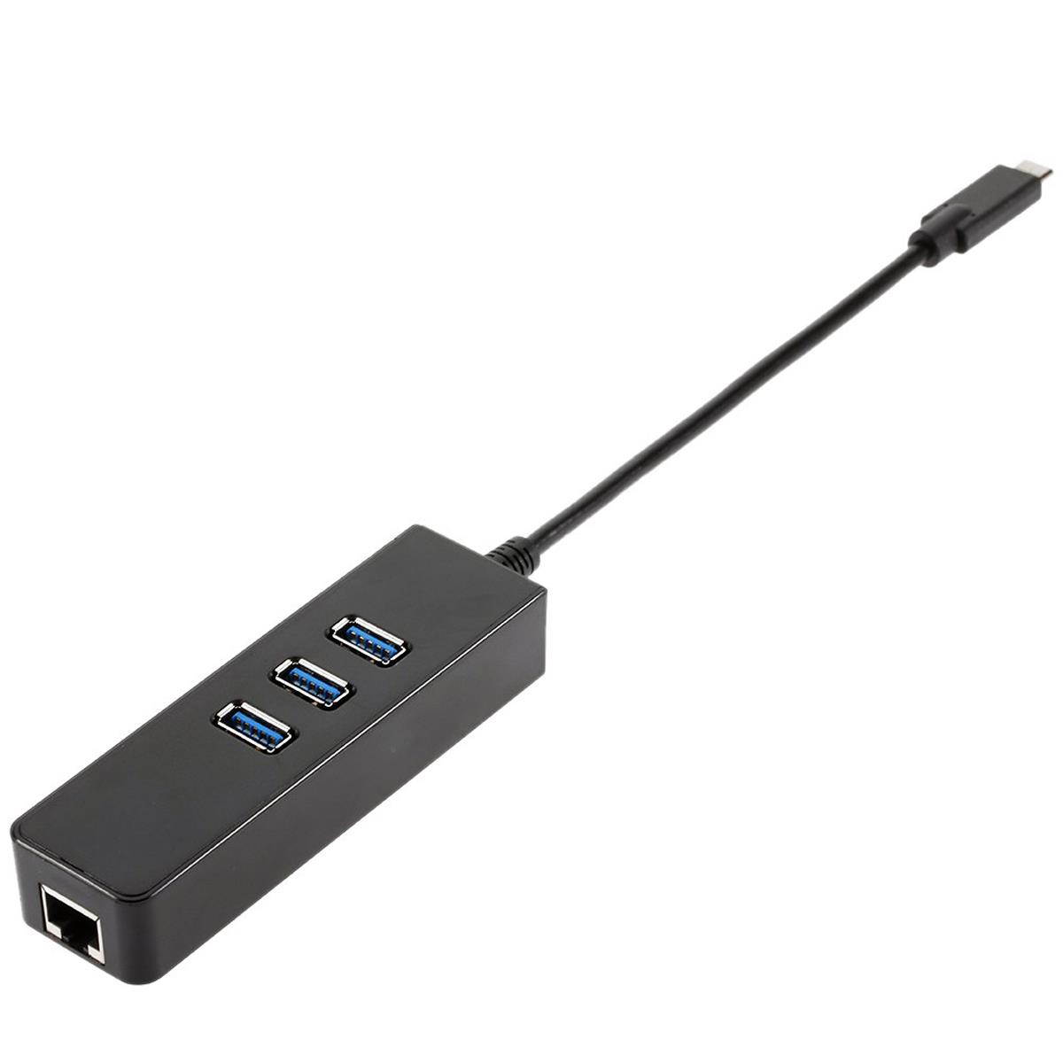 axGear USB-C 3.1 to USB 3.0 HUB 3 Port Gigabit Network Card Ethernet Lan Adapter Type C