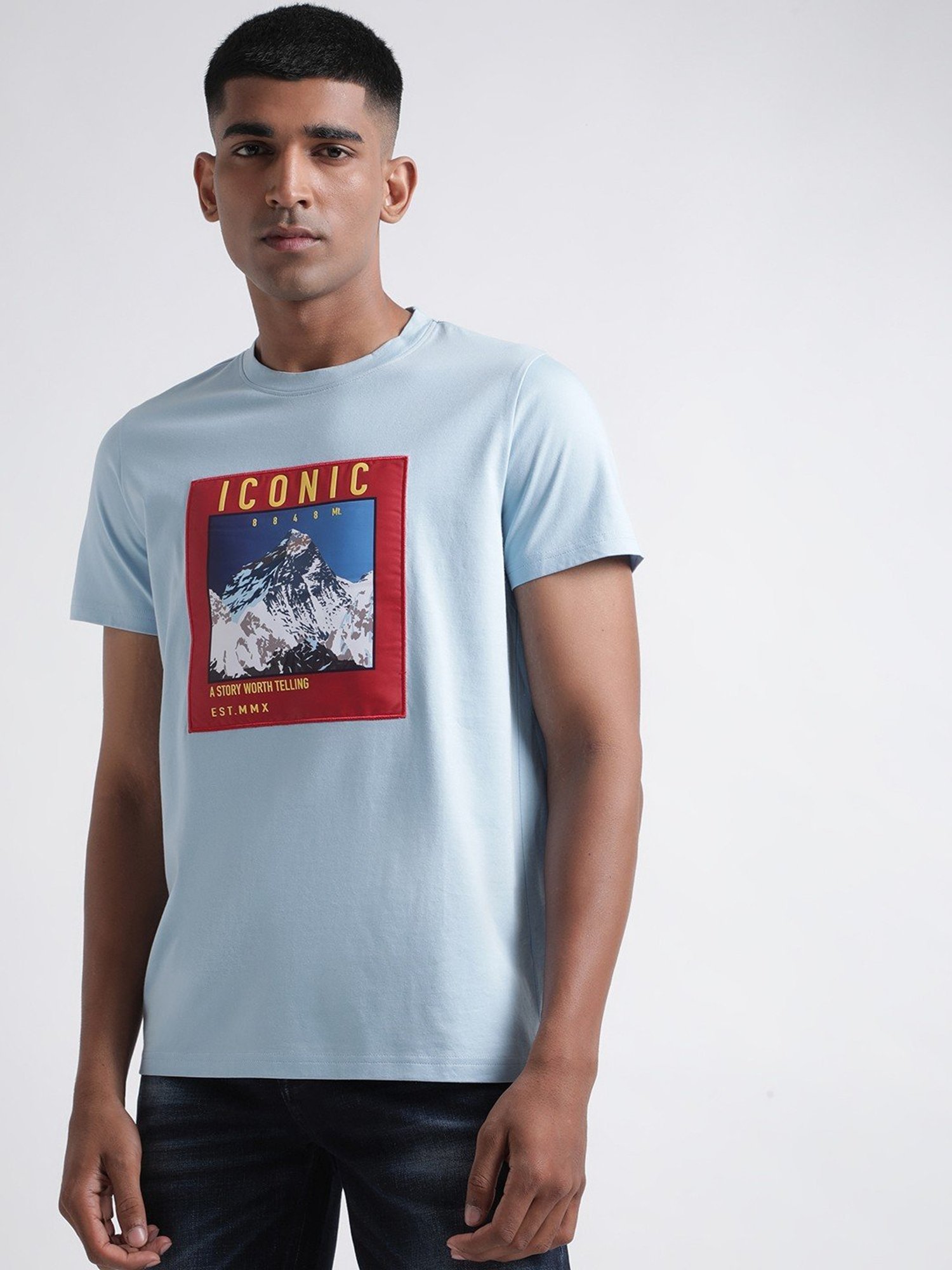 Iconic Men Printed Regular Fit Cotton T-shirt