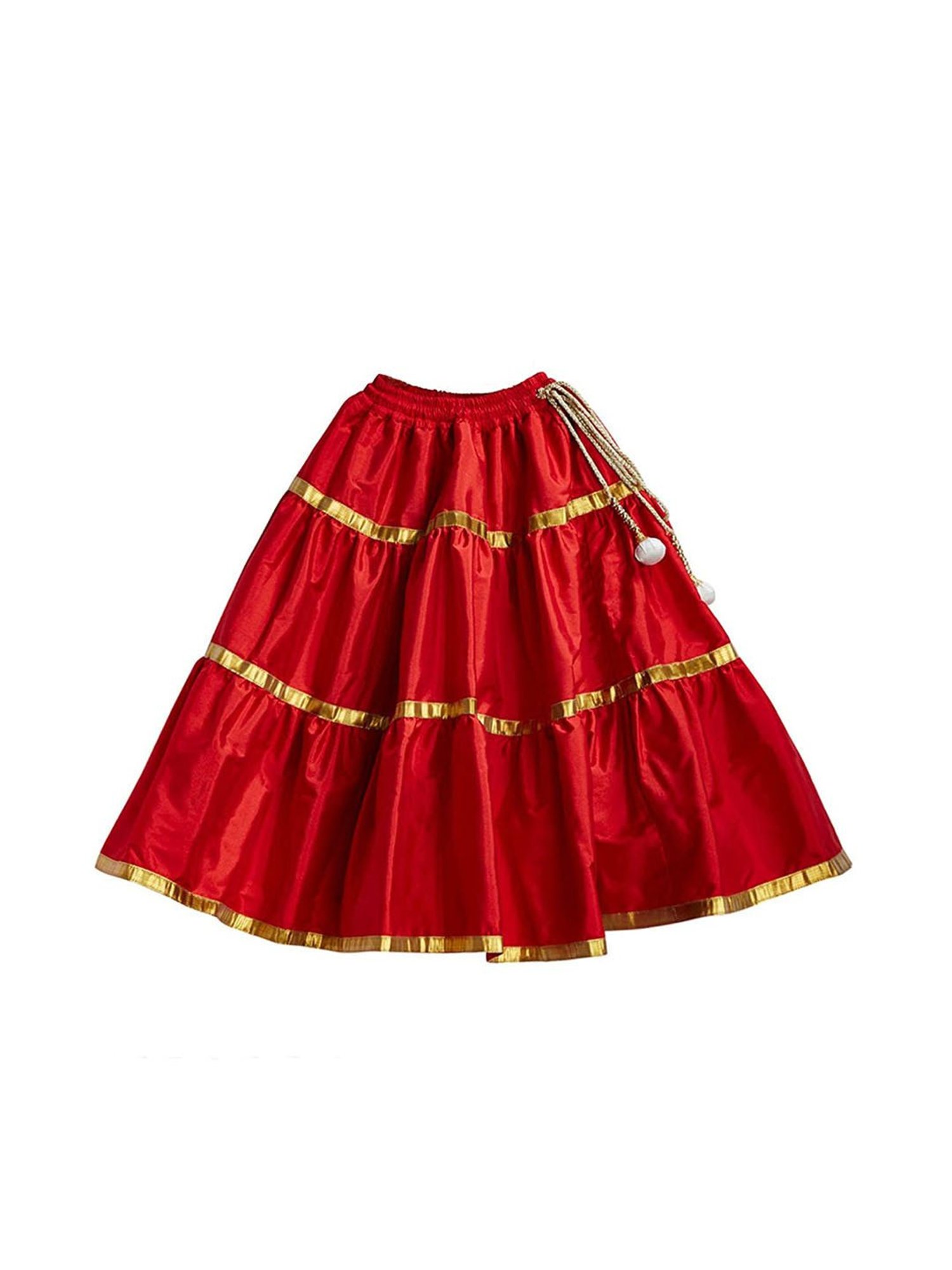 A.T.U.N. Ivory & Red Solid Lehenga with Choli & Dupatta