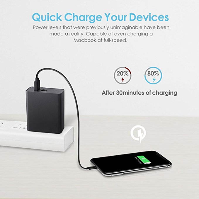 USB C Charger, GIM 52W Power Delivery 3.0 & Quick Charge 3.0 USB Wall Charger for Macbook, iPhone X/8/8 plus, iPad, Samsung Glaxy Note 8 S8 S7 Edge