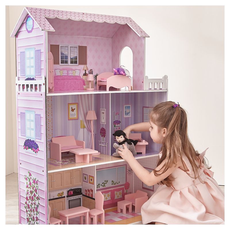 Teamson Kids Fancy Mansion Doll House With 13pcs Furniture