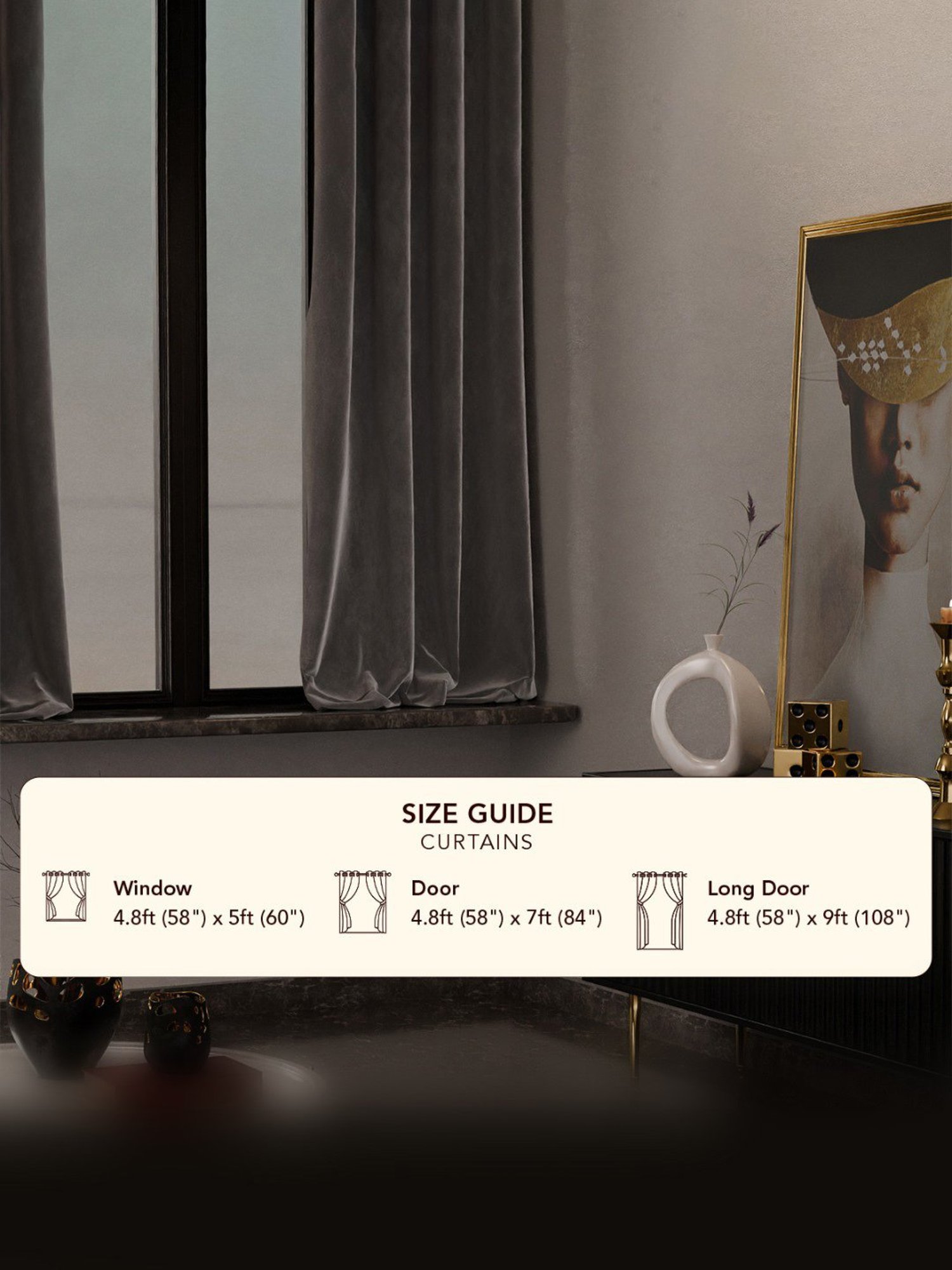 Swayam Brown Paisley J&B Blackout Eyelet Door Curtain - Single Piece (7 Ft)