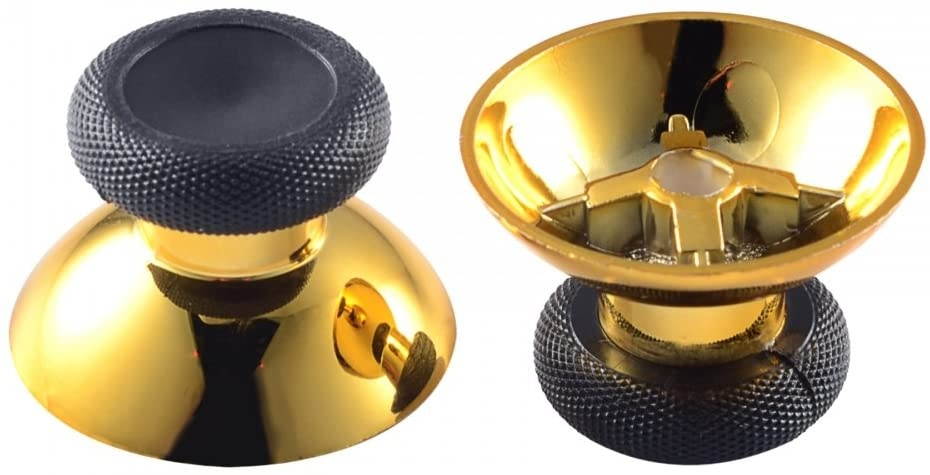 eXtremeRate 10 pcs Rubberized Chrome Thumbsticks Analog Sticks Buttons Replacement Parts for Xbox One Xbox One Elite Xbox One X Xbox One S Controller (Chrome Gold)