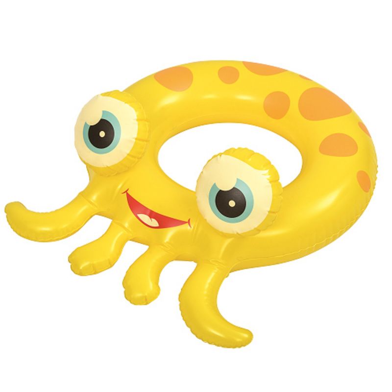 Pool Central 23.5" Inflatable Yellow Octopus Children's Swimming Pool Inner Tube Ring