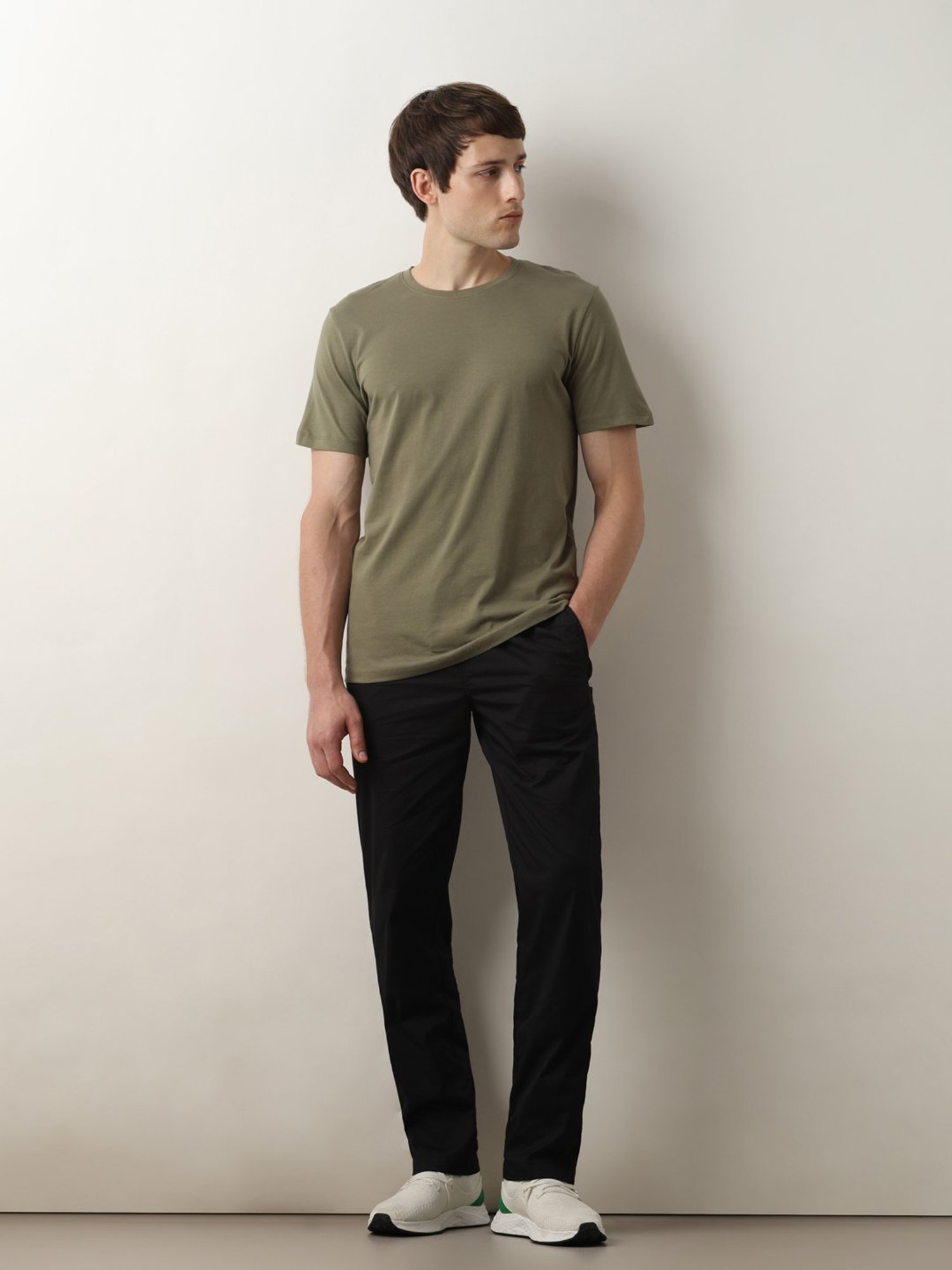 SELECTED HOMME Green Slim Fit Cotton Crew T-Shirt