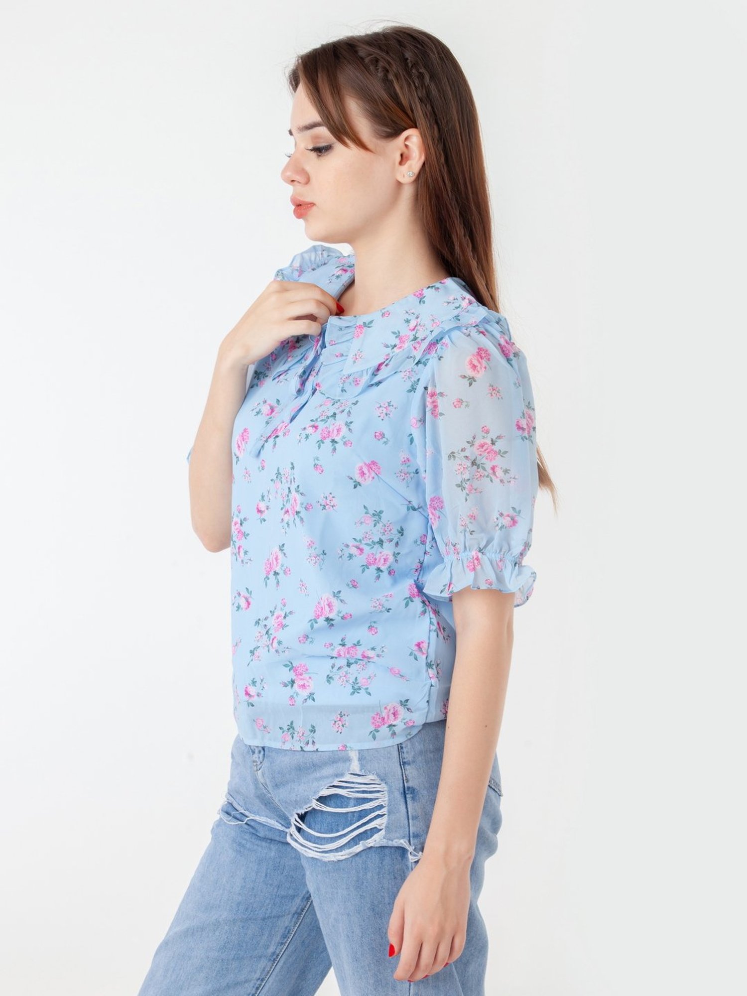 Zink London Blue Printed Top