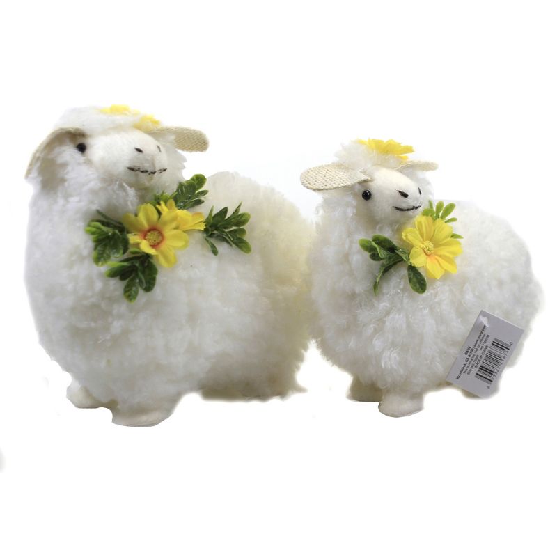 Easter 6.5" Mom And Baby Sheep Spring Yellow Flowers  -  Decorative Figurines
