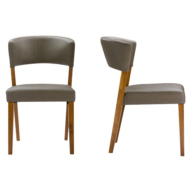 Agi Mid-Century Dining Chair in Walnut Wood and Beige Fabric - Armen Living