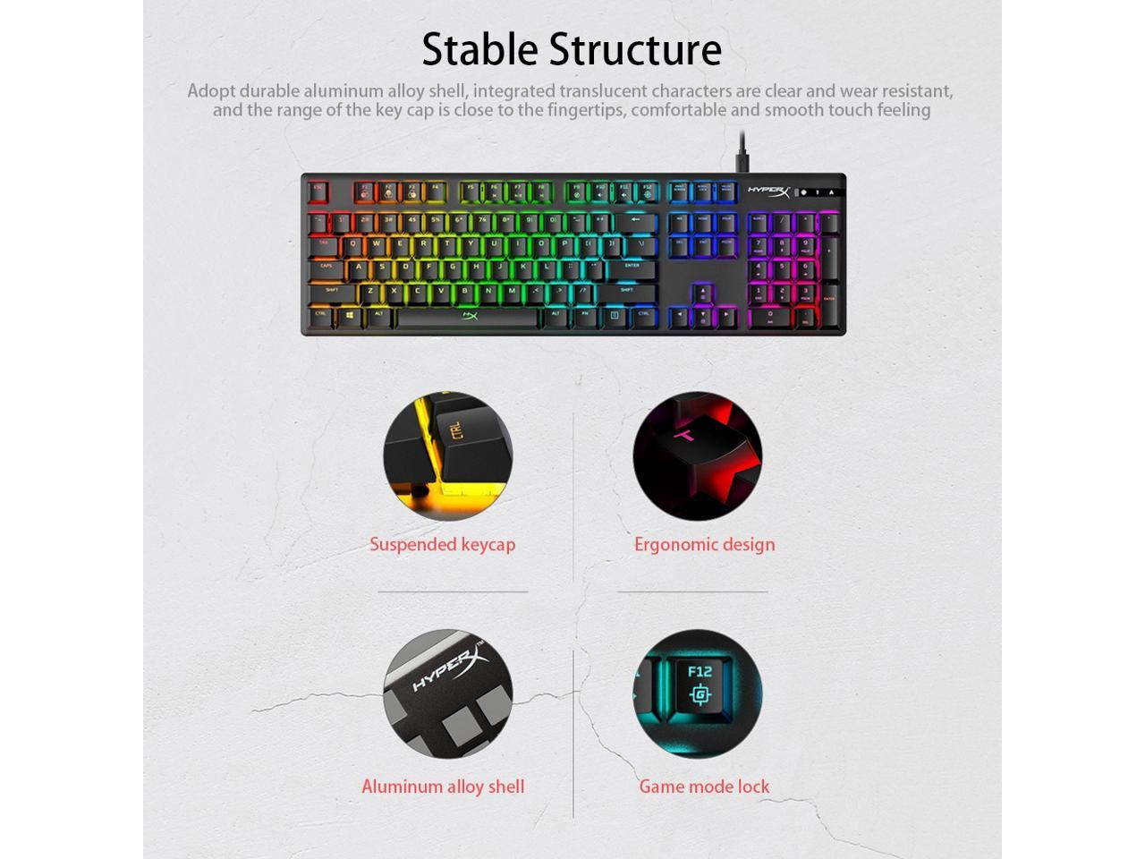 Kingston Mechanical Keyboard HyperX Alloy Origins RGB Gaming Keyboard 104 Keys Mechanical Keyboard HyperX Aqua Switch