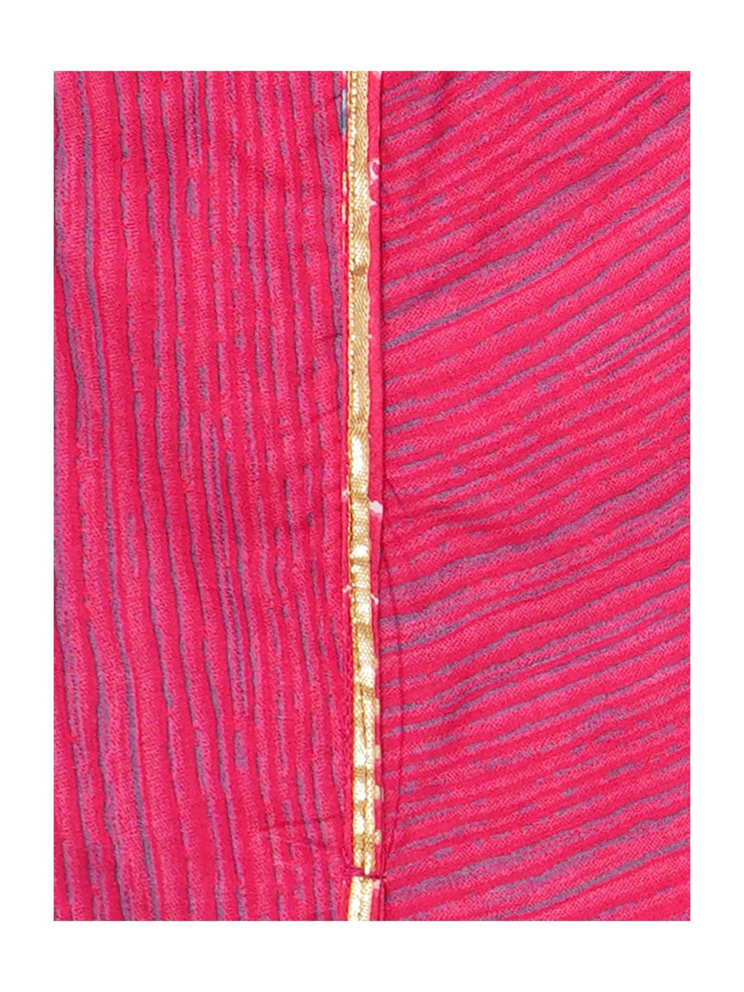 Budding Bees Girls Pink & White Printed Top with Dhoti