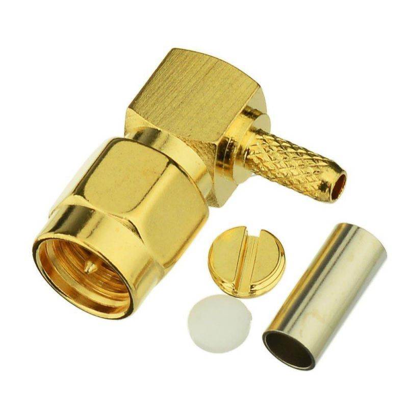 Eightwood 10pcs SMA Male Crimp Right Angle RF Coaxial Connector RG316 RG174 LMR100 Cable