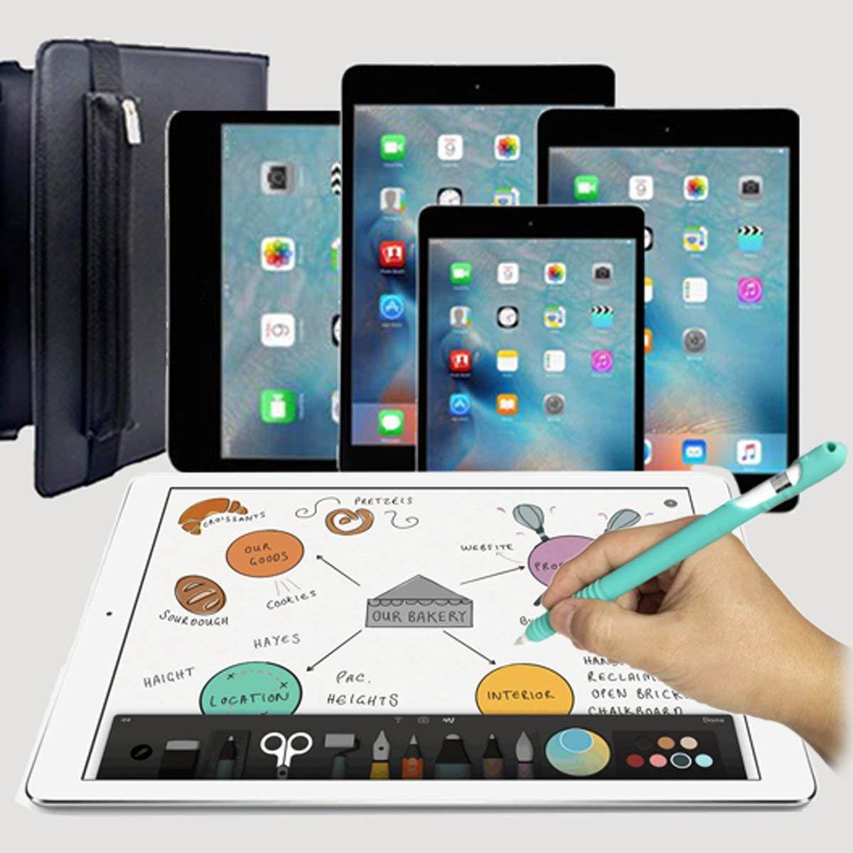 ColorCoral Case for Apple Pencil Silicone Holder Sleeve and Zippered Case with USB Adapter Pouch for Apple Pencil Compatible with iPad Pro 9.7" 10.5" 12.9" iPad 2017/2018