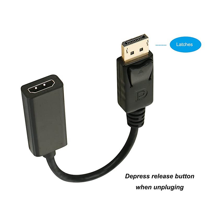 DisplayPort to HDMI 4K UHD Adapter with Audio  DP Display Port to HDMI Ultra HD 4K 2K 3D Converter Male to Female GoldPlated Cord for Lenovo Dell HP and Other Brand