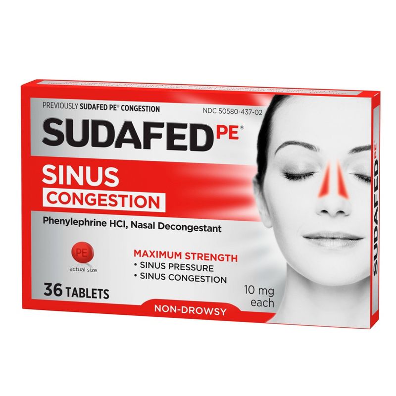 Sudafed PE Maximum Strength Congestion & Sinus Pressure Relief Tablets - 36ct
