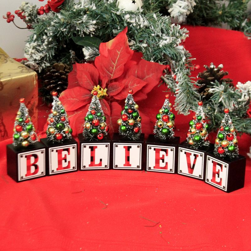 Christmas 5.0" Believe Blocks Decorated Trees  -  Decorative Figurines
