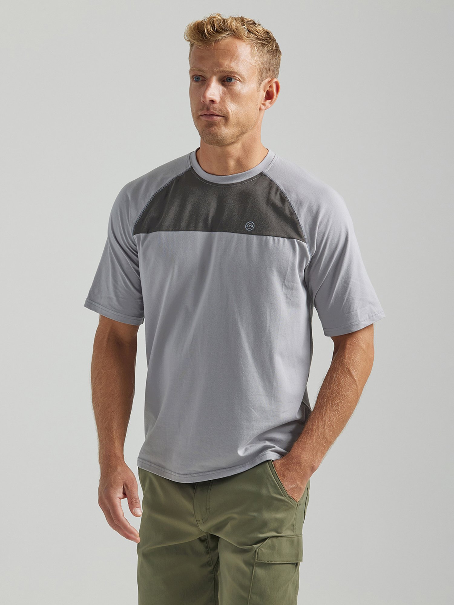 ATG By Wrangler Dusty Blue Regular Fit Crew T-Shirt