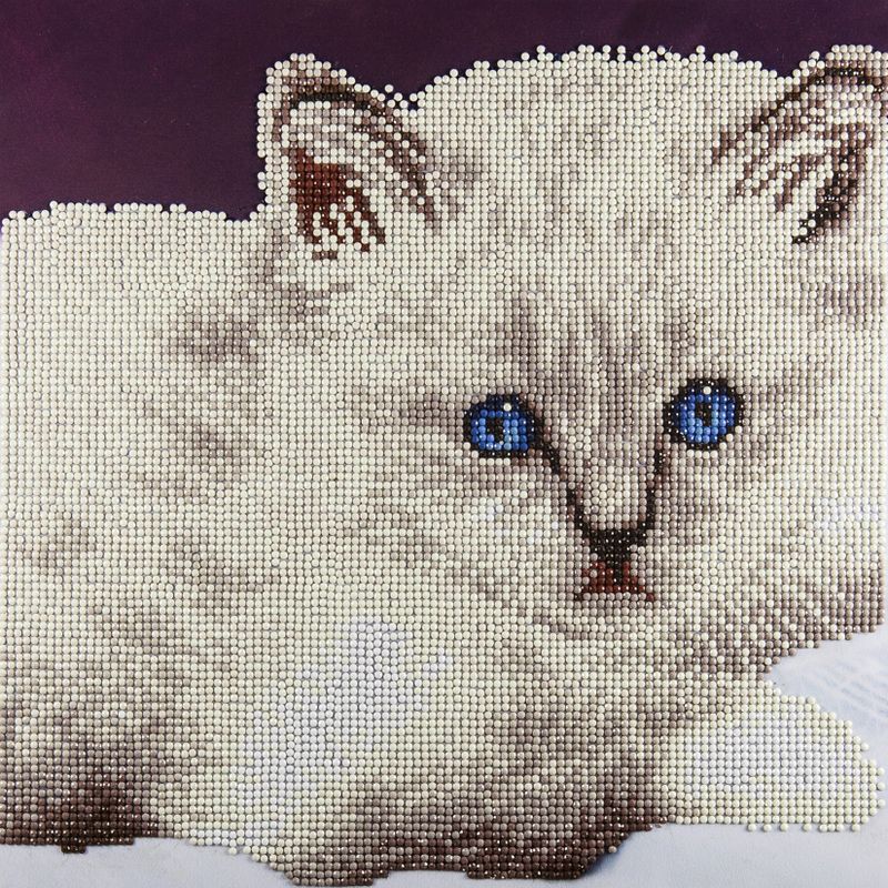 Leisure Arts Diamond Art Intermediate Kit 12"X12"-White Cat
