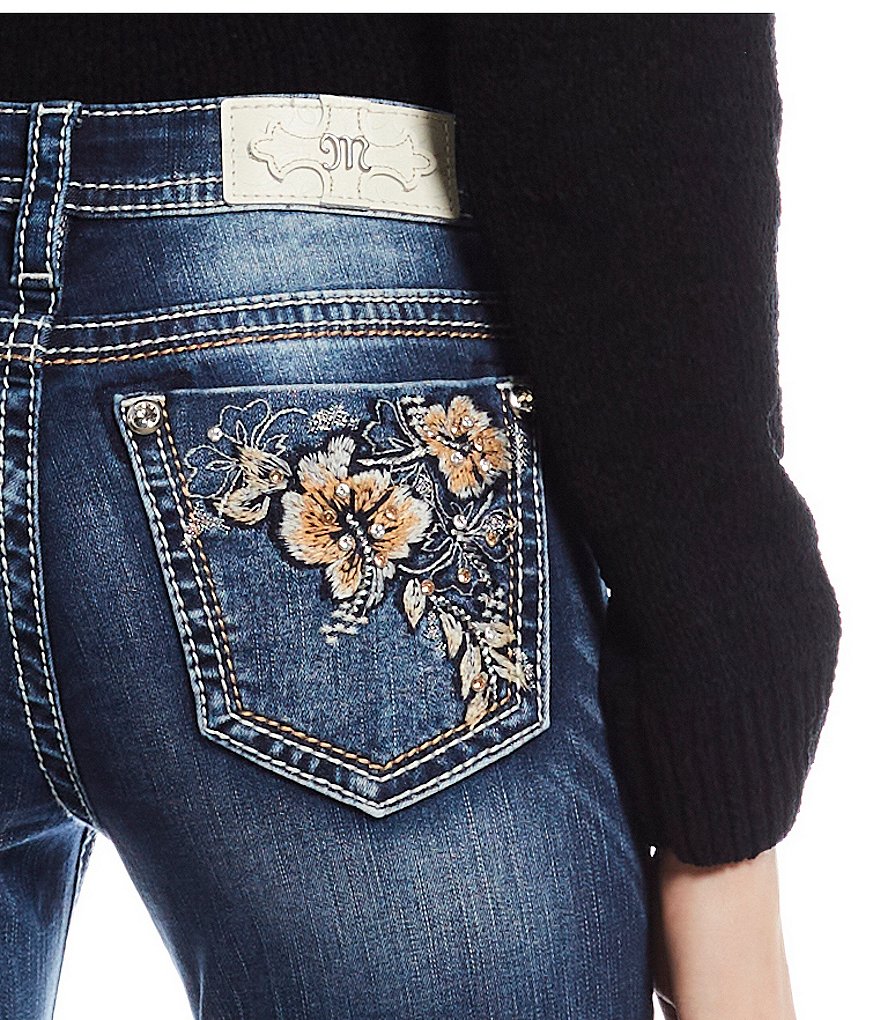 Miss Me Embroidered Floral Pocket Bootcut Jeans