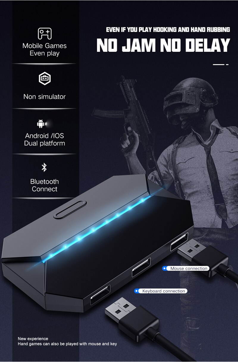 PUBG Controller Gaming Keyboard Mouse RGB Converte Android PUBG Mobile Gamepad USB Adapter For IPad For PS4 For XBox