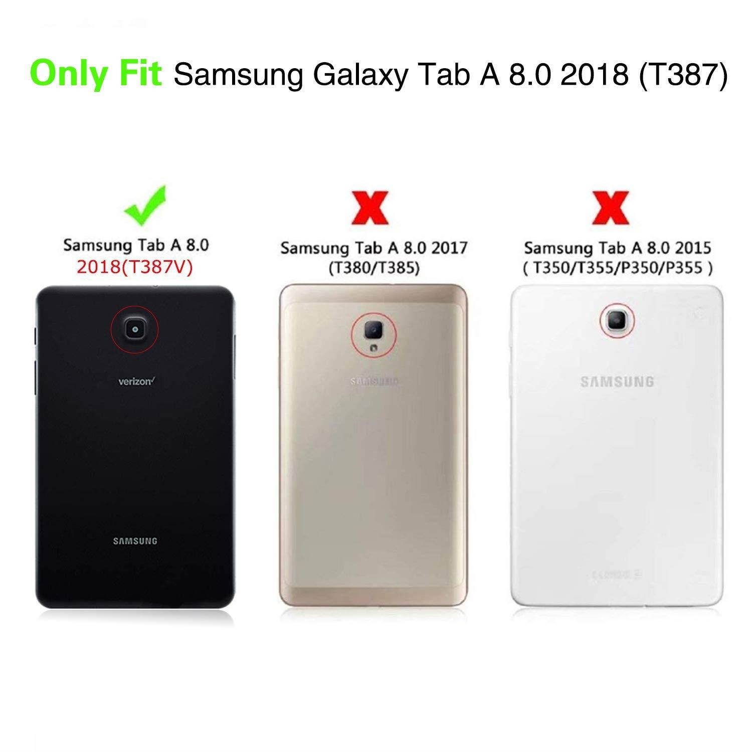 BRAECN Childproof Case for Samsung Galaxy Tab A 8.0 2018 SM-T387, Full-body Shockproof Rugged Case with Shoulder Strap,Built-In Stand and Rotating Handle Grip for Galaxy Tab A 8 Inch T387 Tablet(BLUE)