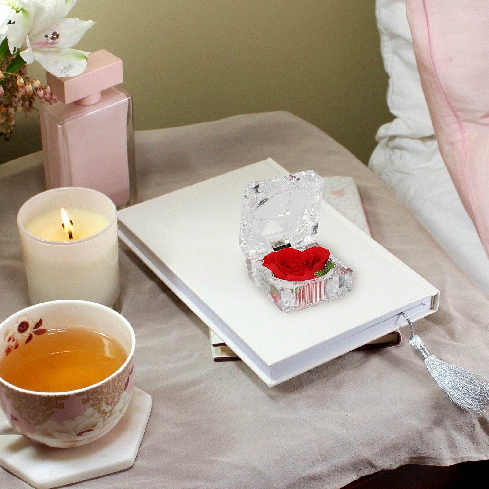 1/3/5PCS Real Preserved Forever Rose Flower Ring Box Birthday Anniversary Gift