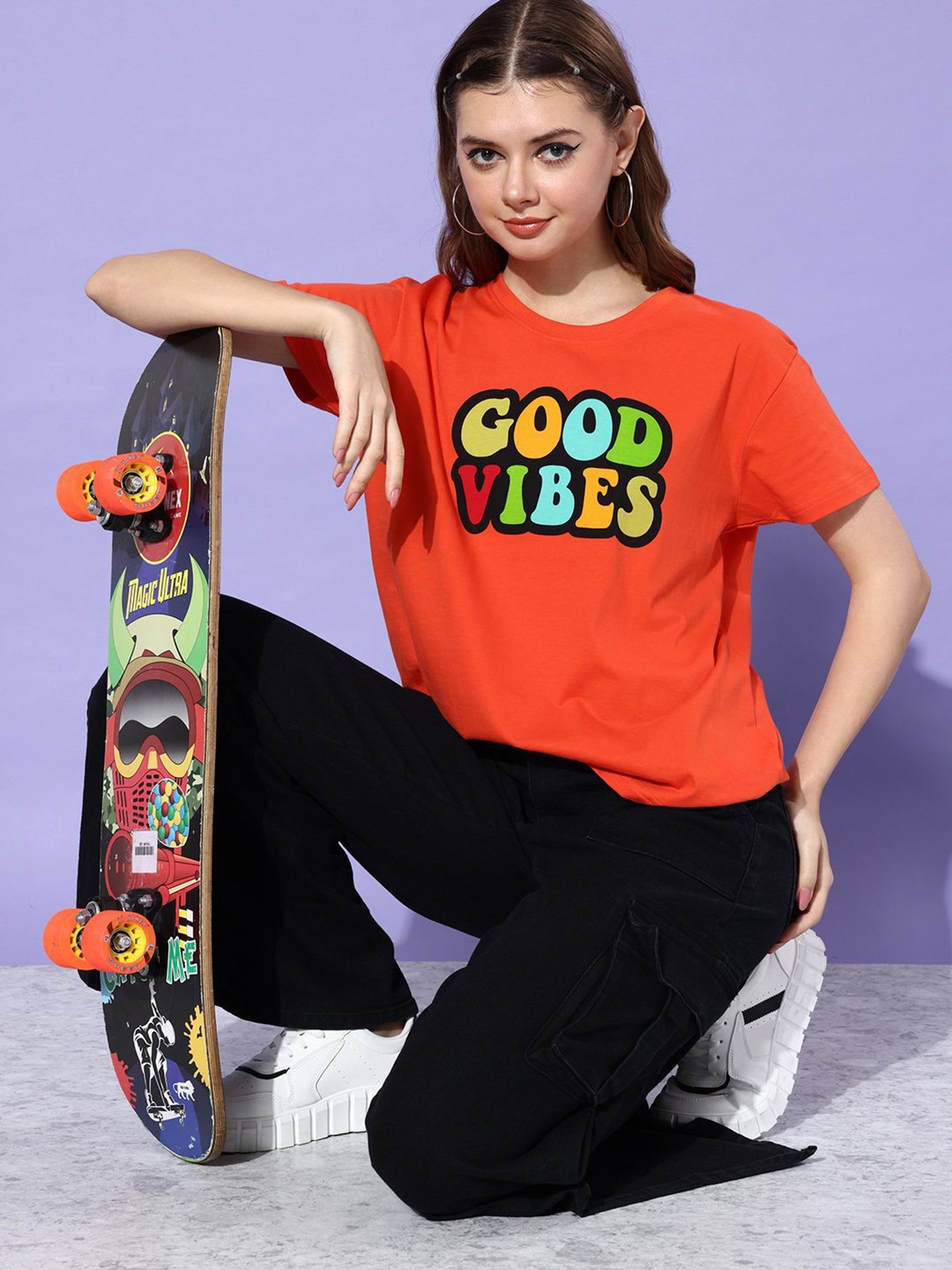 Dillinger Orange Cotton Graphic Print T-Shirt