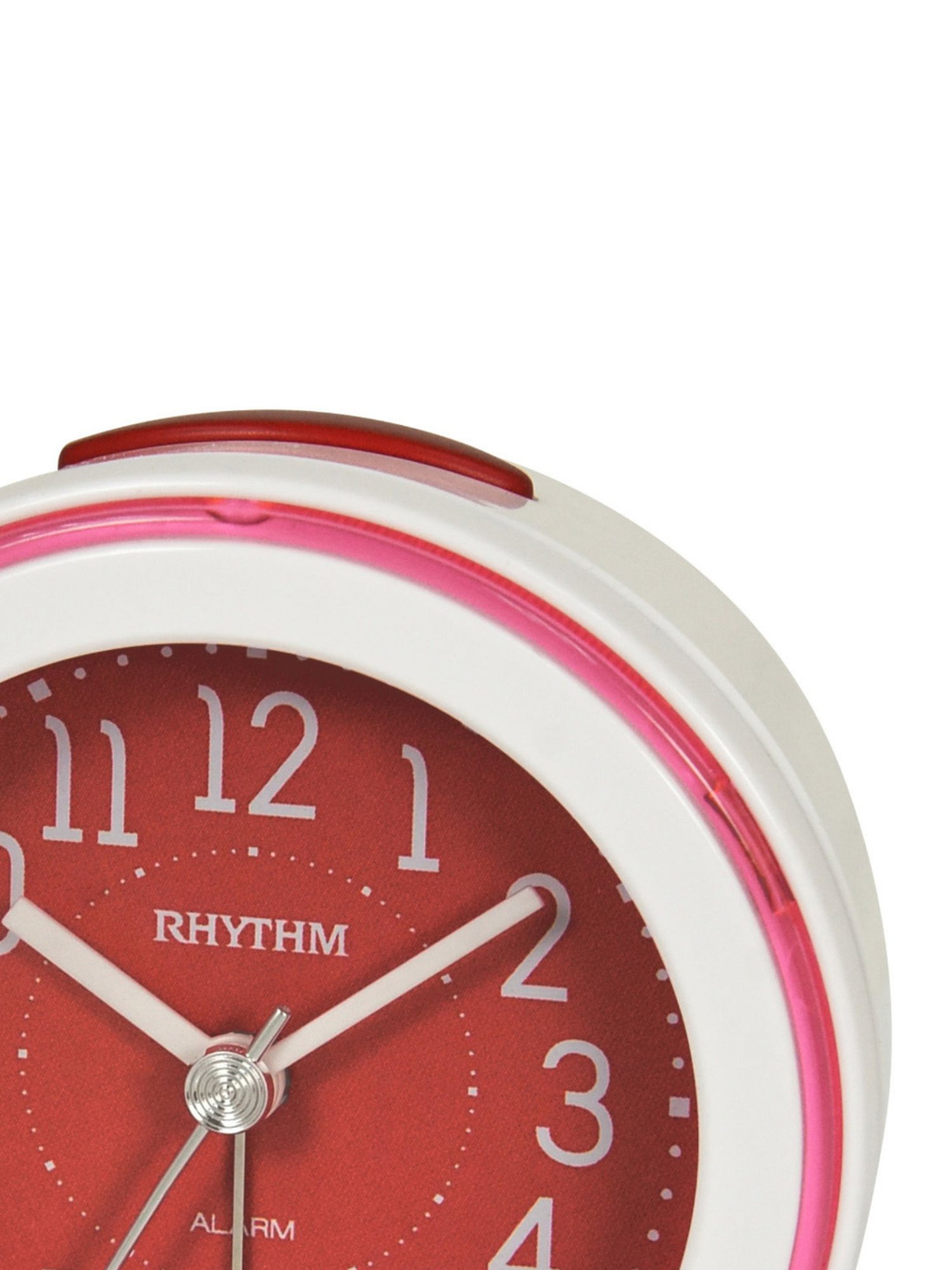 RHYTHM Red & White Plastic Round Beep Alarm Sound with LED Flash Light Table Clock