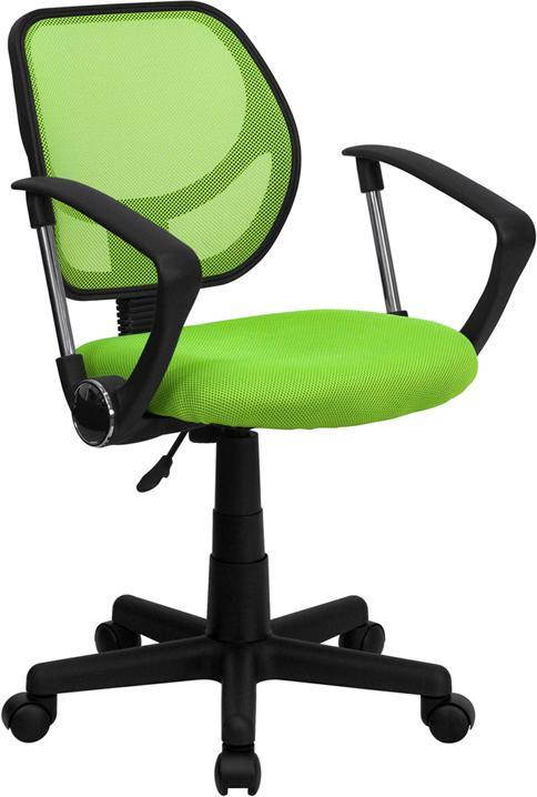 Mid-Back Green Mesh Swivel Task Chair with Arms