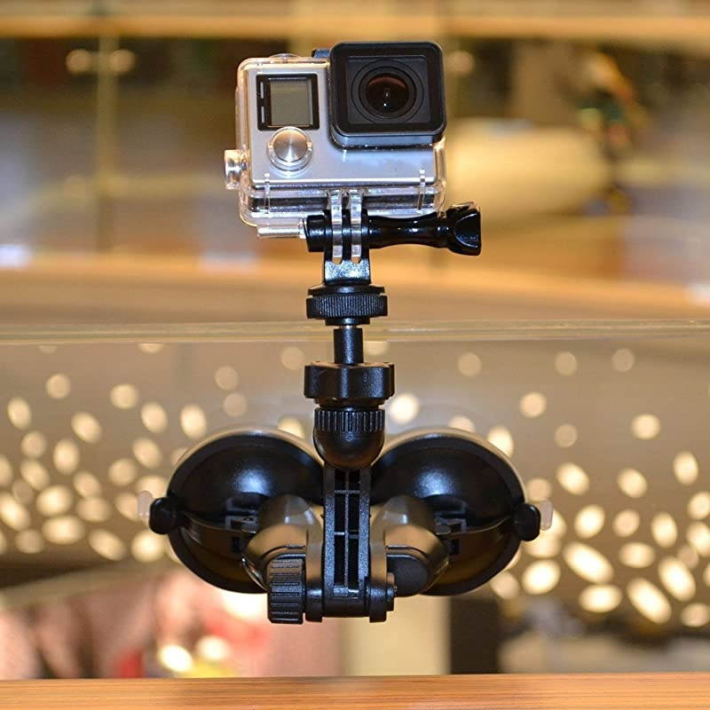 Double Suction Cup Mount with Greater Suction Power Compatible for GoPro Hero 876543+321 Hero Sessionfor DJI OSMO Action Camera