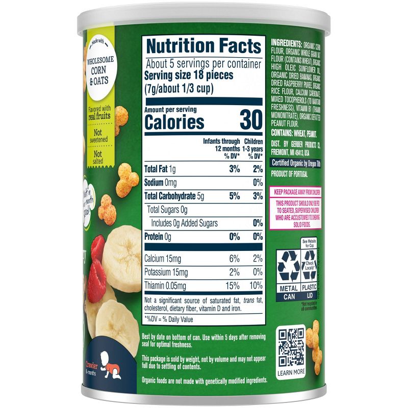Gerber Organic BabyPops Banana Raspberry Puffed Corn & Oat Baby Snacks - 1.23oz