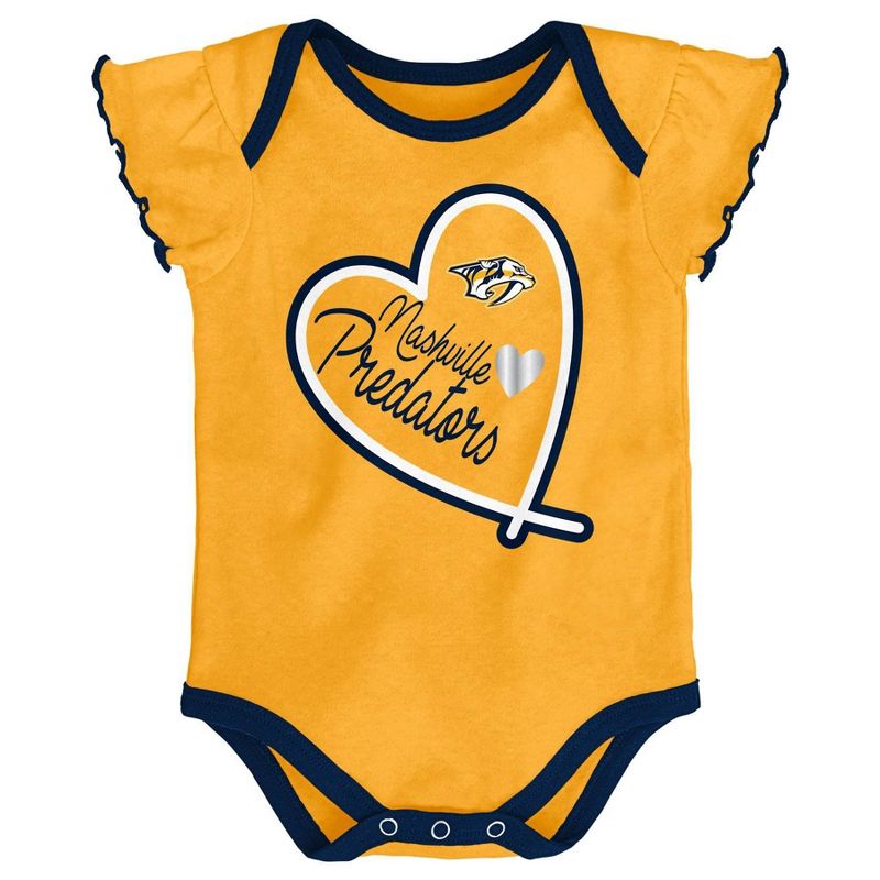 NHL Nashville Predators Girls' Winning Goal 3pk Body Suit Set - 18M