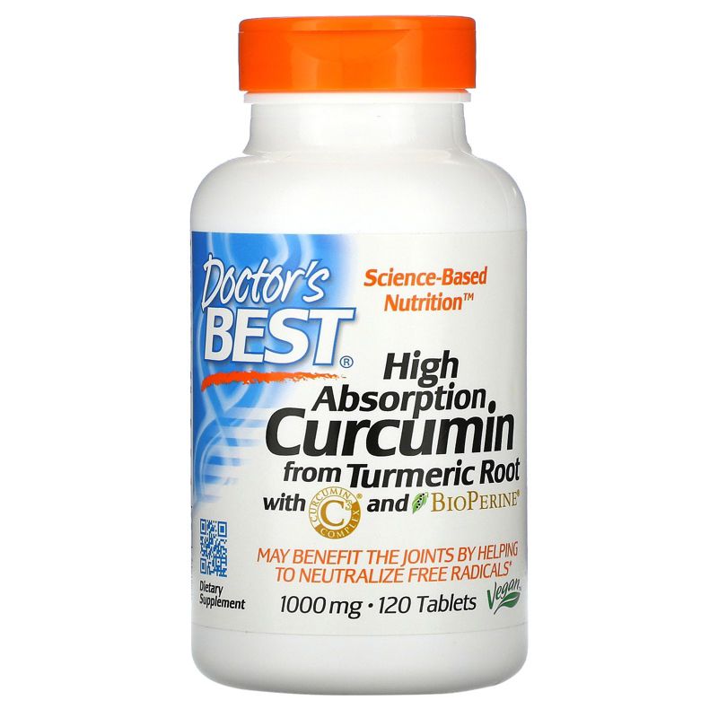 Doctor's Best High Absorption Curcumin , 1,000 mg, 120 Tablets, Greens and Superfood Supplements