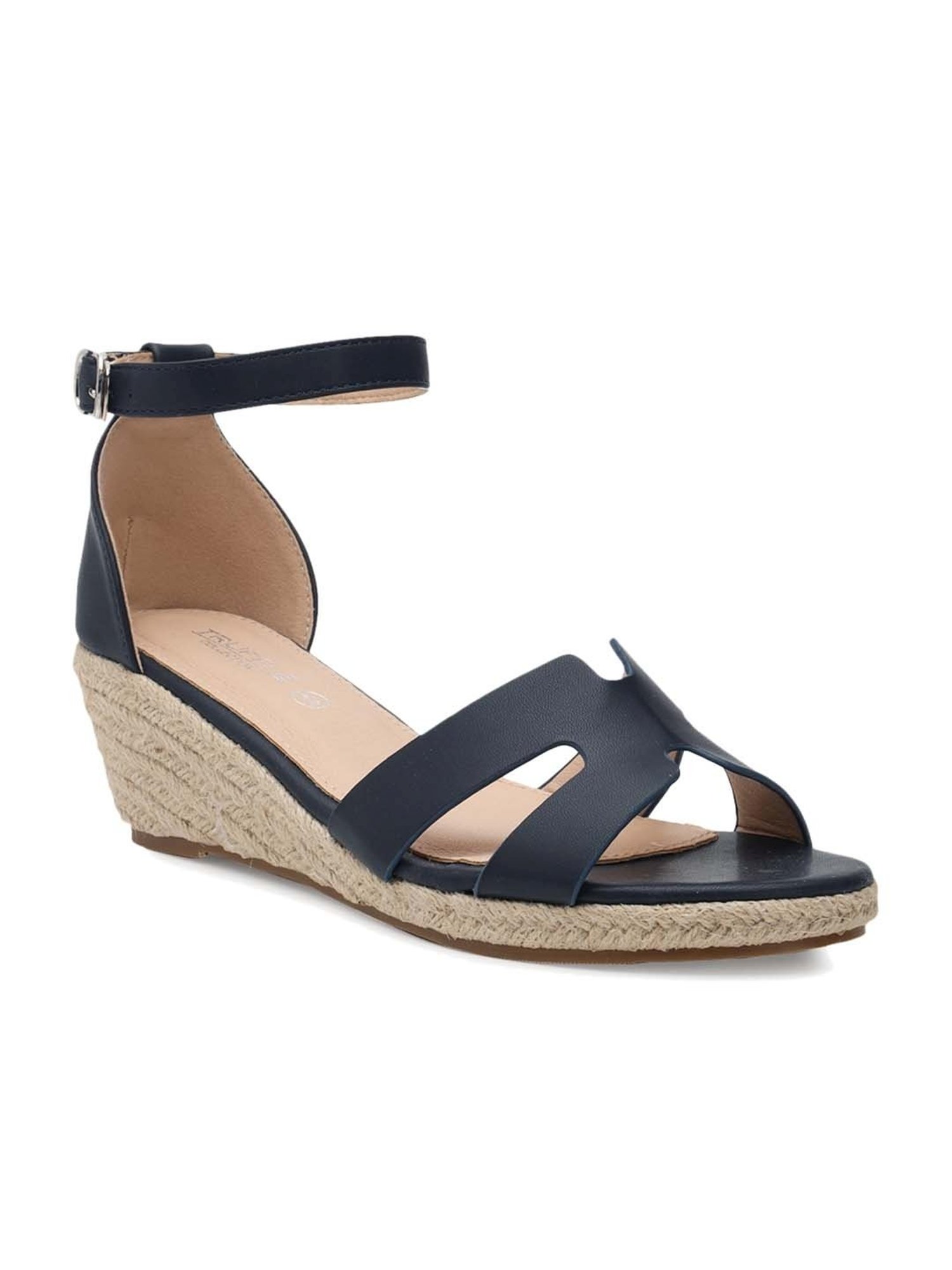Truffle Collection Women's Blue Ankle Strap Wedges