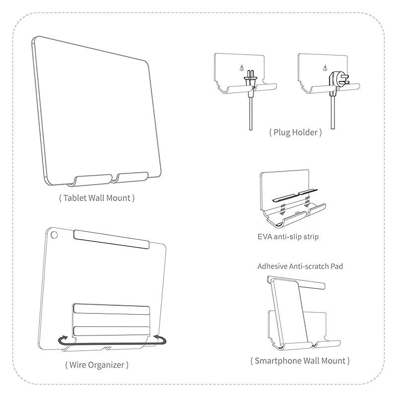 Adhesive Wall Phone Tablet Holder Mount Stand for Tablet Smartphones eReader Wall Holder Mount Silky White amp Transparent