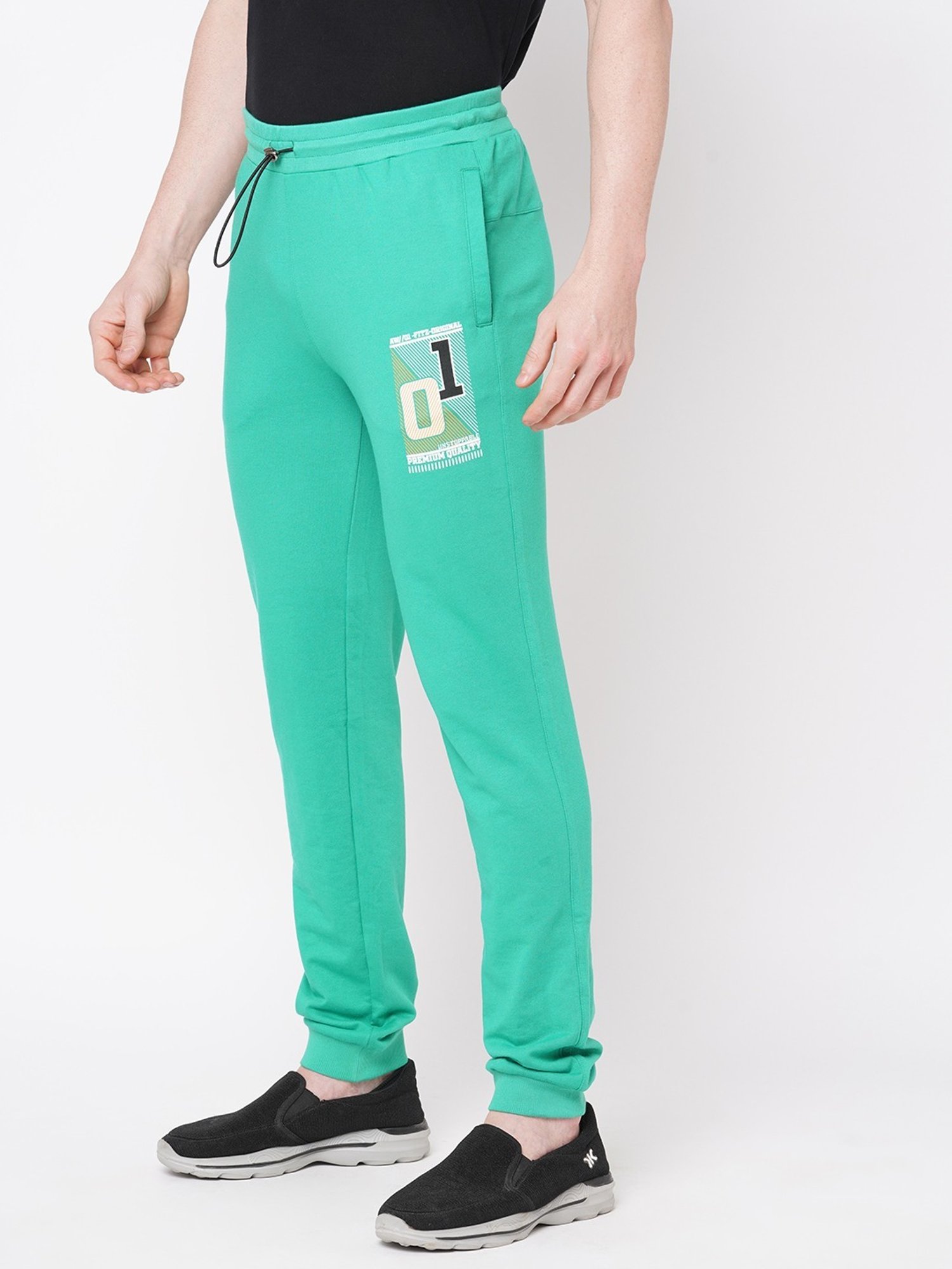 Fitz Sea Green Slim Fit Printed Joggers
