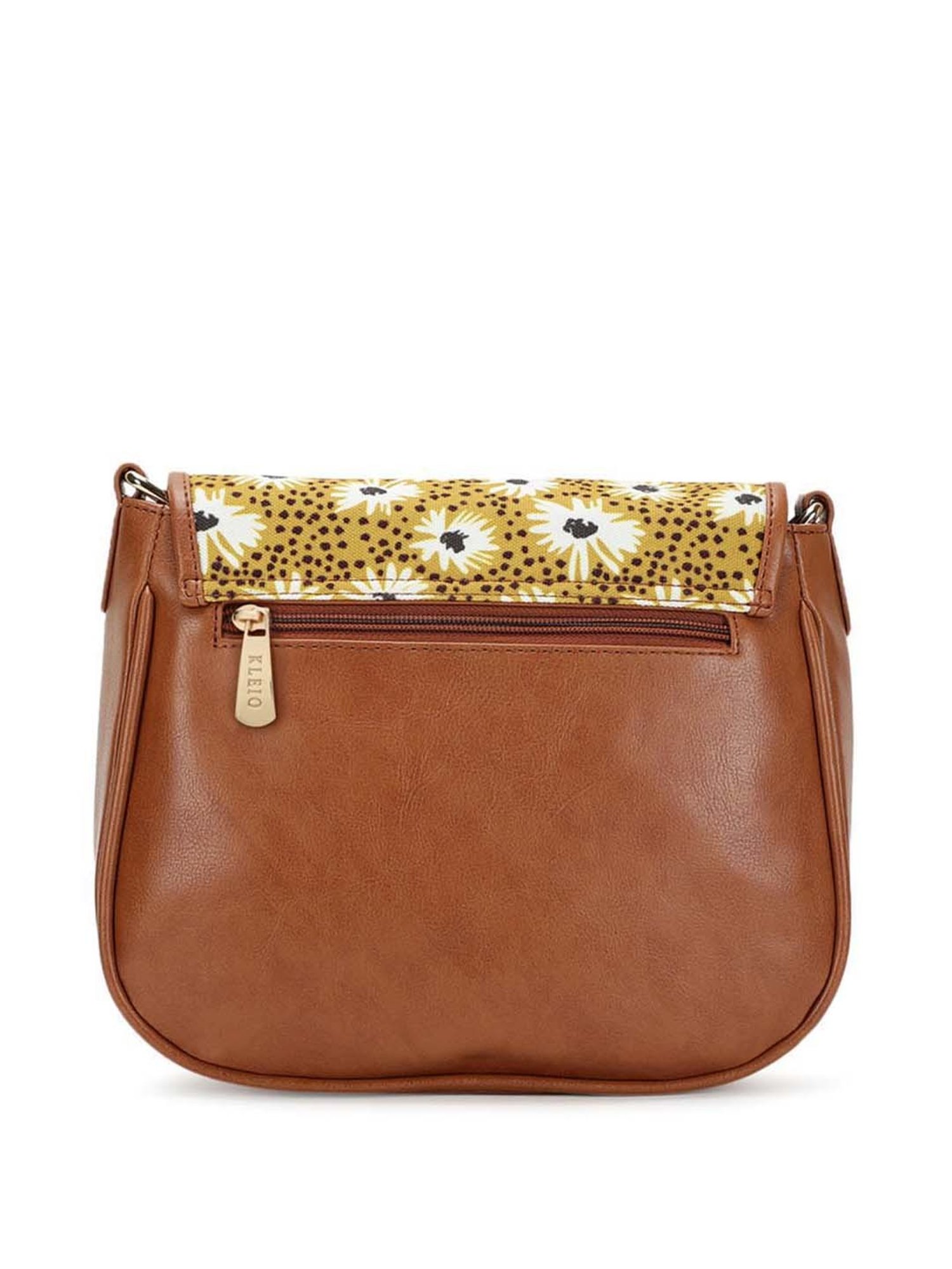 KLEIO Yellow Printed Medium Sling Handbag