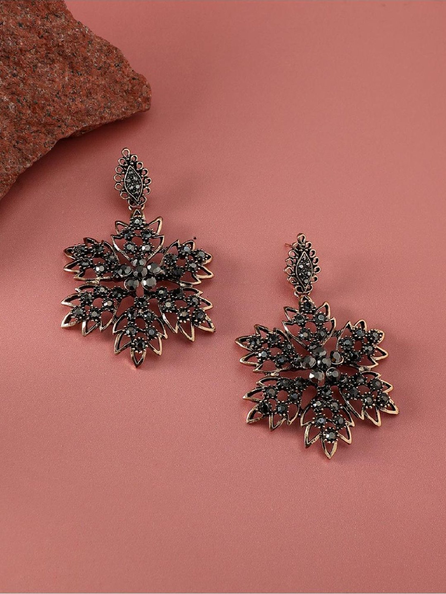 Sohi women's serenity falls drop earrings dark silver