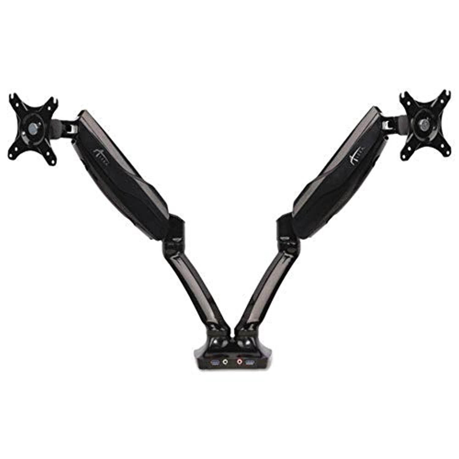 Alera AdaptivErgo Heavy-Duty Articulating Dual Monitor Arm USB/ Audio 30" Blk