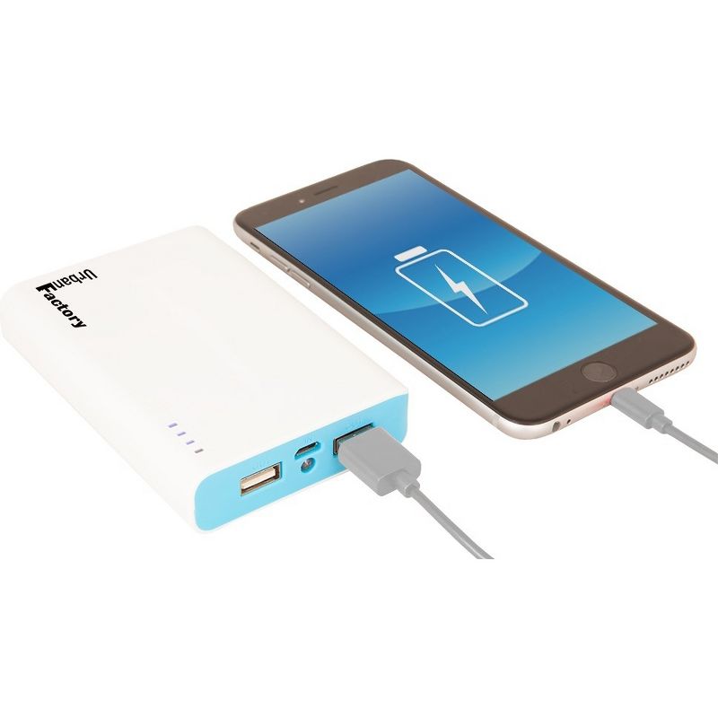 Urban Factory Emergency Battery - 8000mAh - 8000 mAh - 2.10 A - 5 V DC Output - 5 V DC Input - 2 x - Blue, White