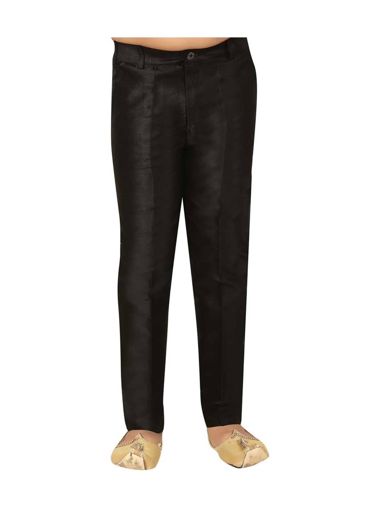 Ahhaaaa Kids Black Cotton Embroidered Full Sleeves Kurta Set