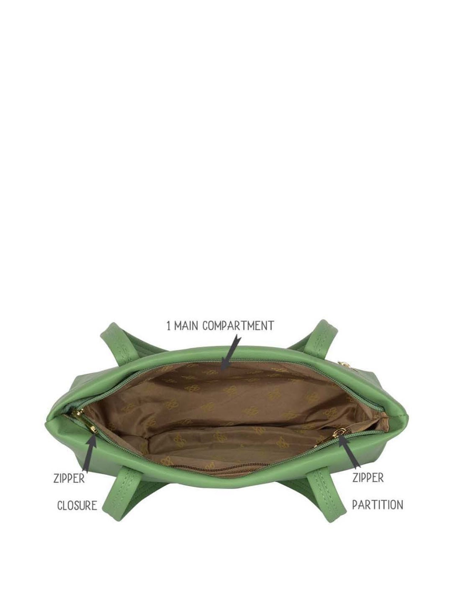 Baggit Green Solid Medium Tote Handbag