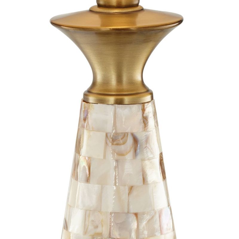 Barnes and Ivy Coastal Table Lamp Mother of Pearl Mosaic Tapered Drum Shade for Living Room Family Bedroom Bedside Nightstand