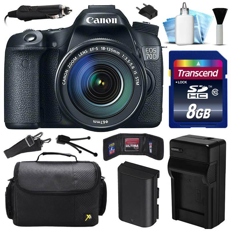 Canon EOS 70D DSLR SLR Digital Camera w/ 18-135mm STM Lens (8GB Value Bundle)