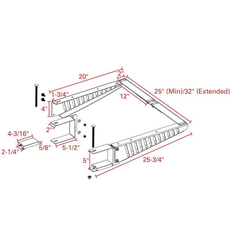 Quick Products QP-BMCSA 200 pound Capacity RV Bumper Mounted Cargo Support Arms with 3 Adjustable Level Mounting Options and Powdered Coated Finish