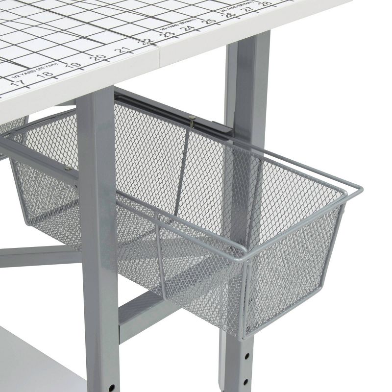 Cutting Table with Grid Silver/White - Sew Ready