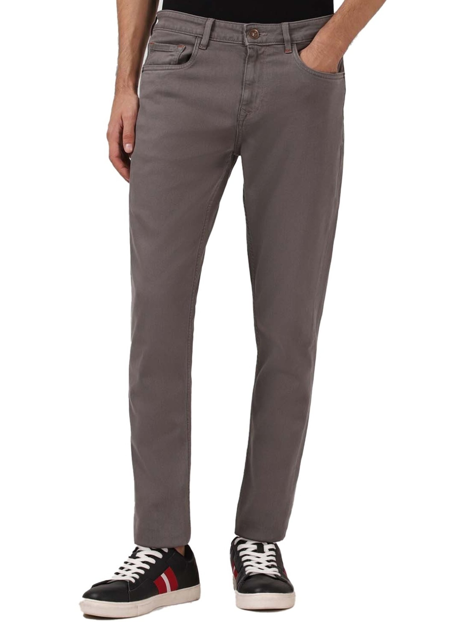 Simon Carter London Slim Fit Grey Lightly Washed Mid Rise Jeans