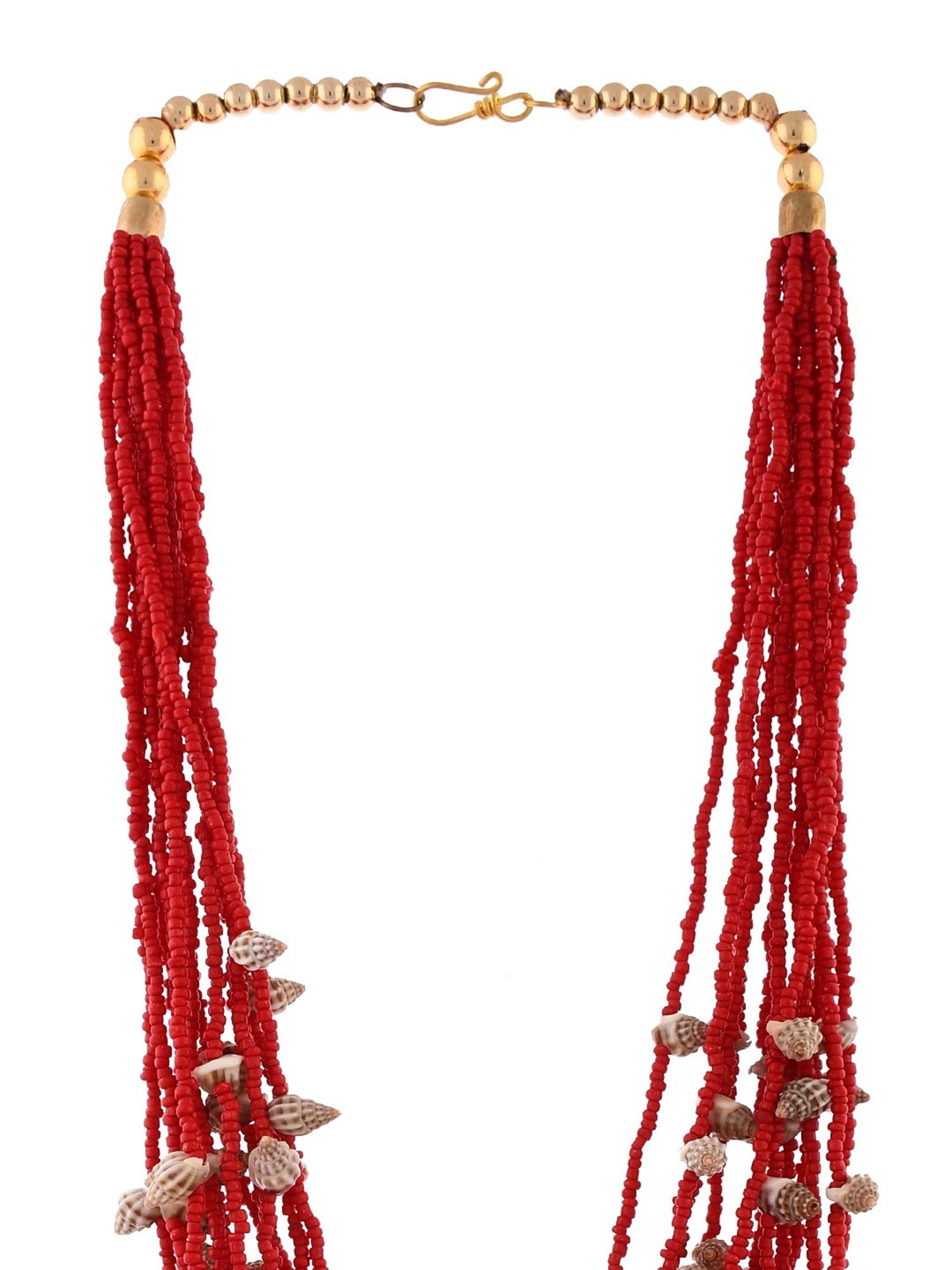 Imli Street Red Long Beaded Handcrafted Tribal Necklace
