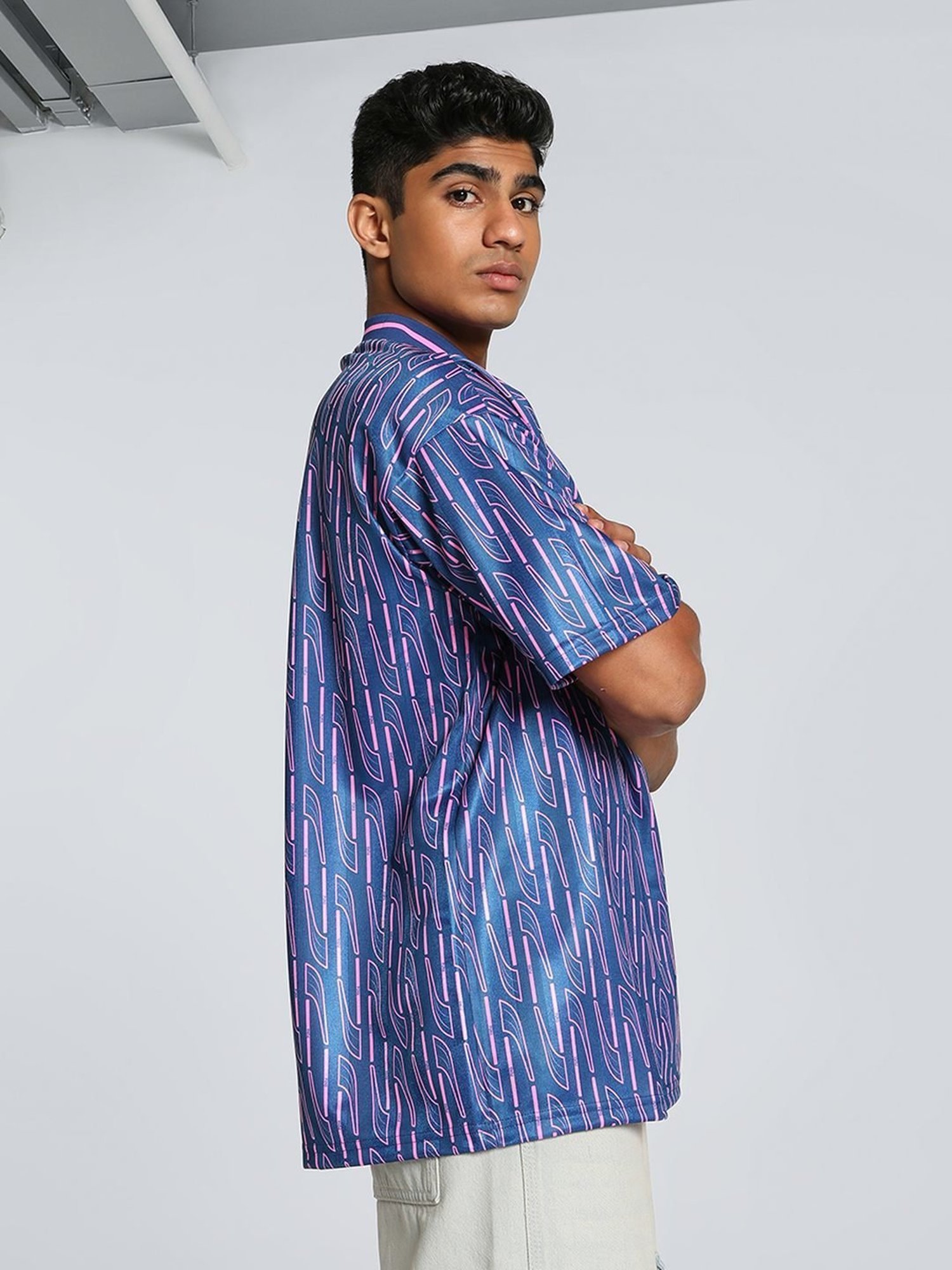 Puma Blue Loose Fit Printed Jersey